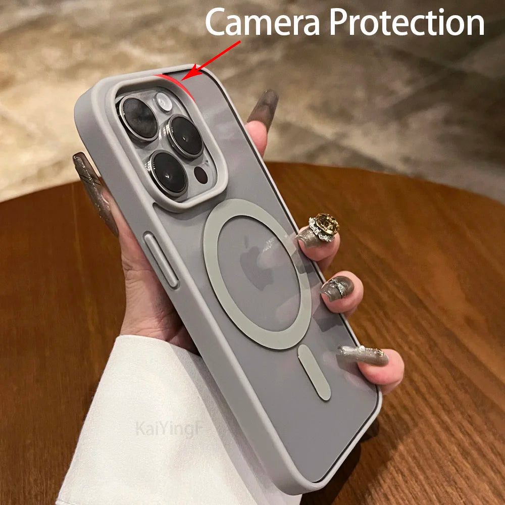 Transparent Case For iPhone 17 16 15 14 13 12 11 Pro Max Plus Air Magnetic Wireless Charge Cases Clear Cover