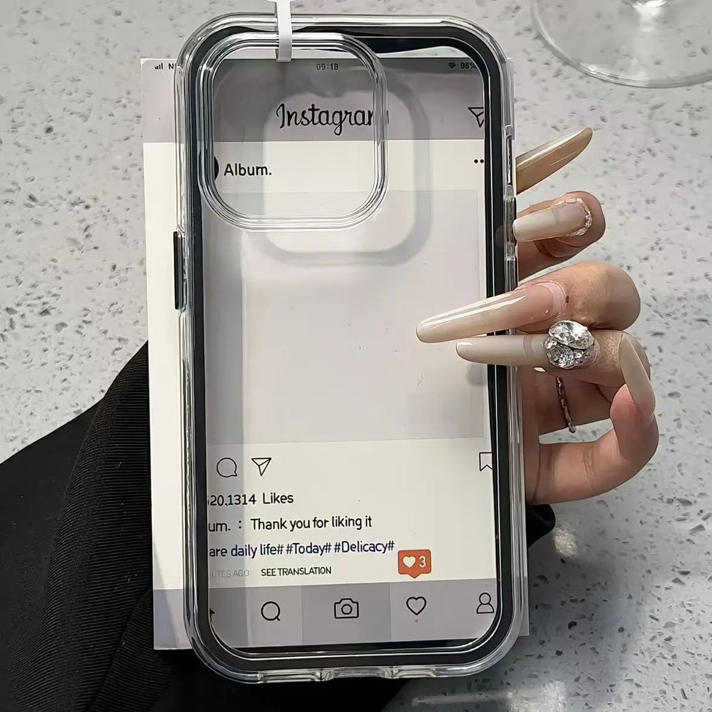 Luxury Candy Color Frame Clear Back Phone Case For iPhone 17 16 15 14 13 12 Pro Max 11 16PLUS 17 Acrylic Shockproof Bumper Cover