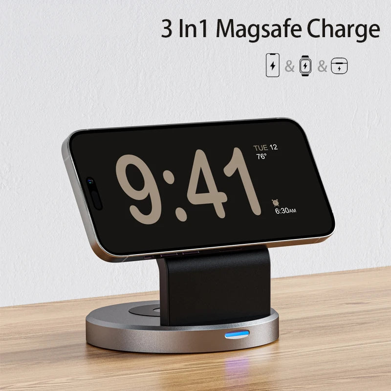3-in-1 Magnetic Wireless Charging Station For iPhone, Apple Watch & AirPods