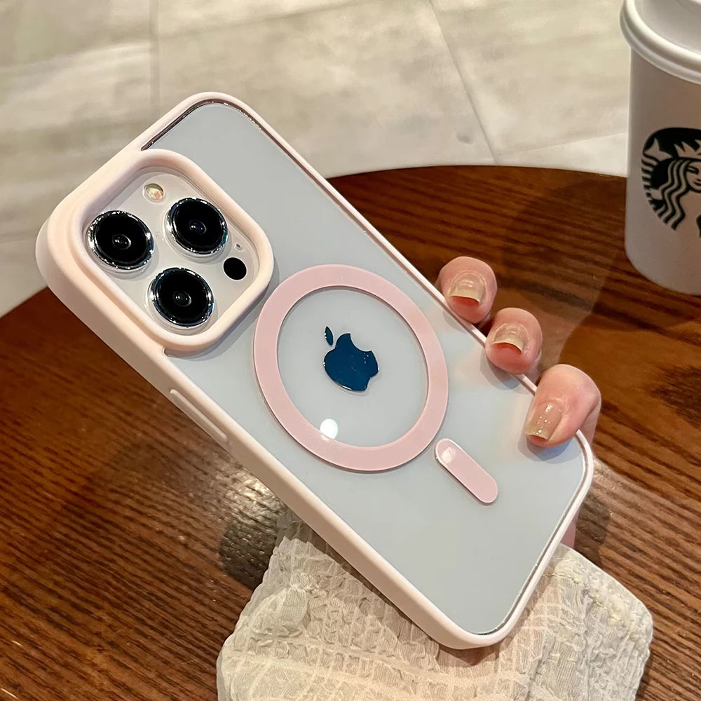 Transparent Case For iPhone 17 16 15 14 13 12 11 Pro Max Plus Air Magnetic Wireless Charge Cases Clear Cover