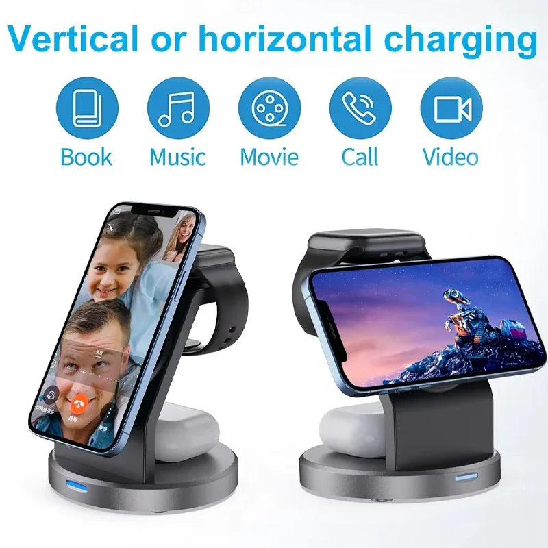 3-in-1 Magnetic Wireless Charging Station For iPhone, Apple Watch & AirPods